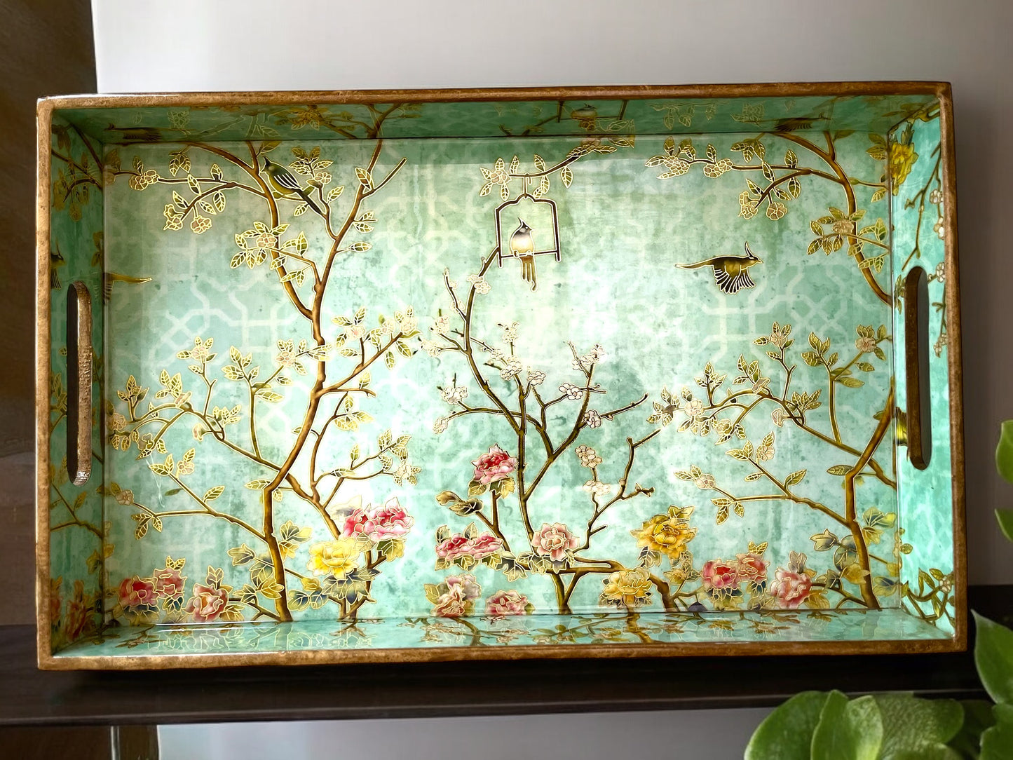 Beautiful Wooden printed serving trays. Set of 3