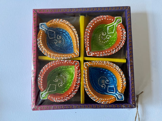 Diwali diya, clay and multicolour