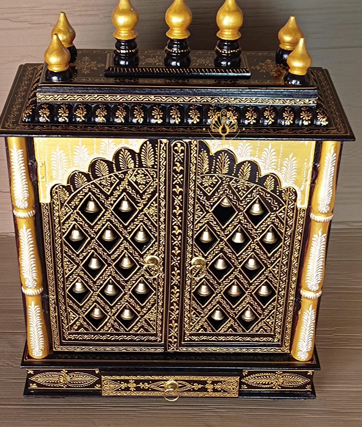 Handcrafted wooden temple. Mandir/Temple/Shrine