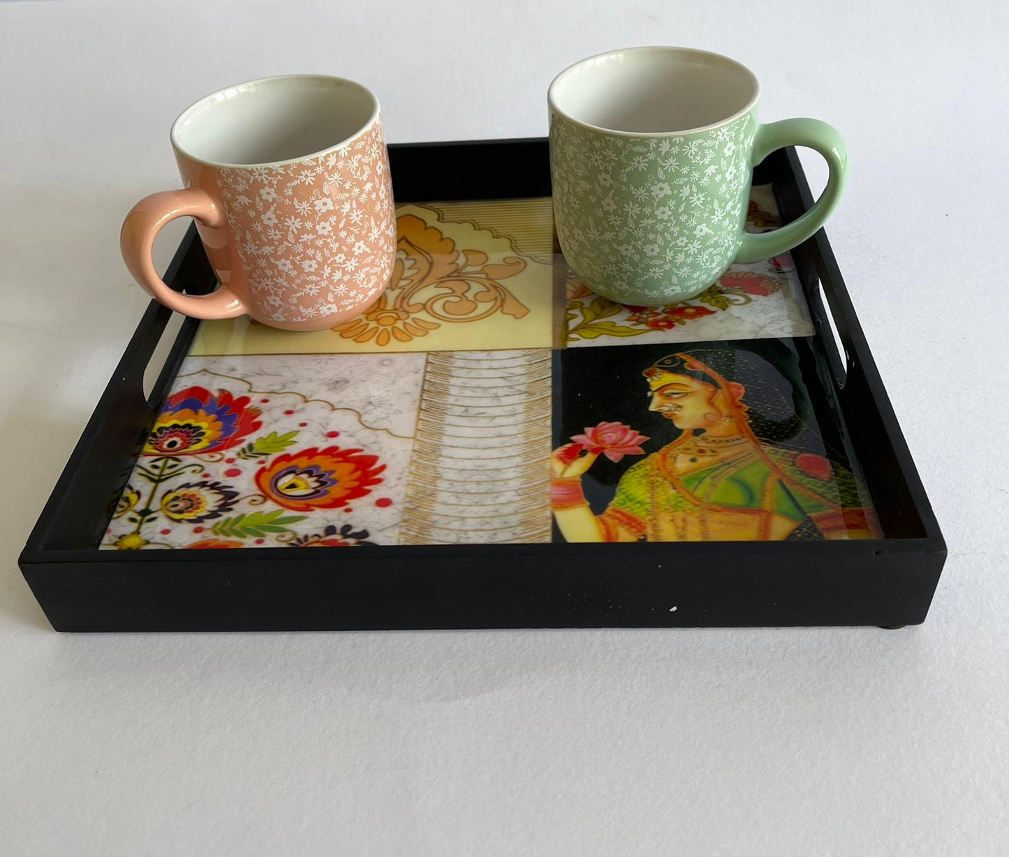 Beautiful Pink Wooden printed serving trays. Set of 2