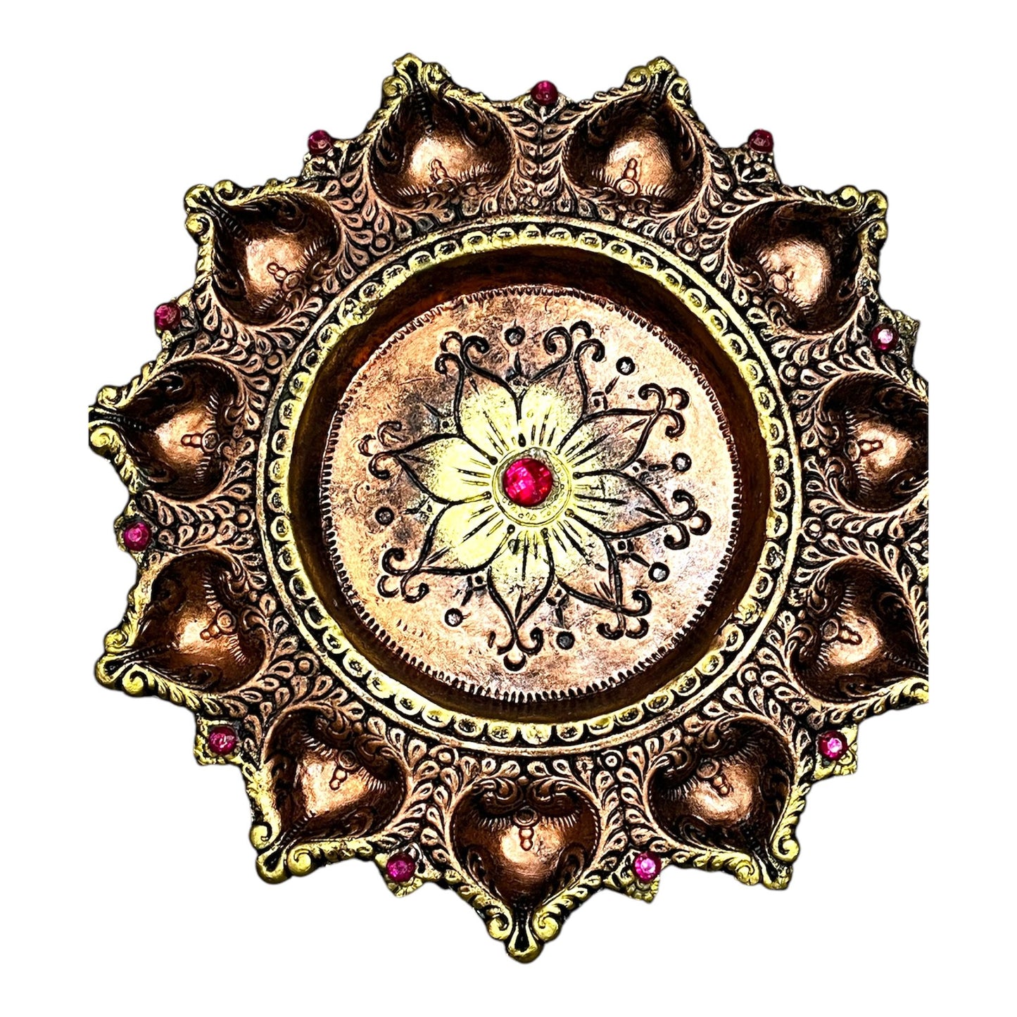 Terracota 11 Deepam thali. Diwali Diya