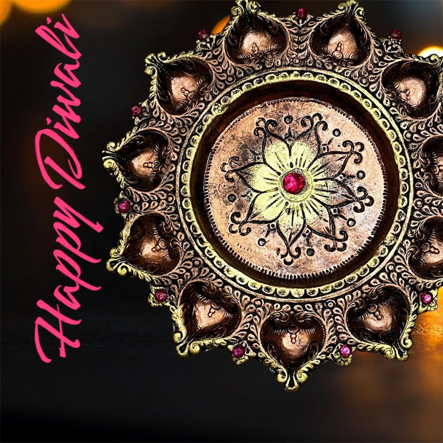 Terracota 11 Deepam thali. Diwali Diya