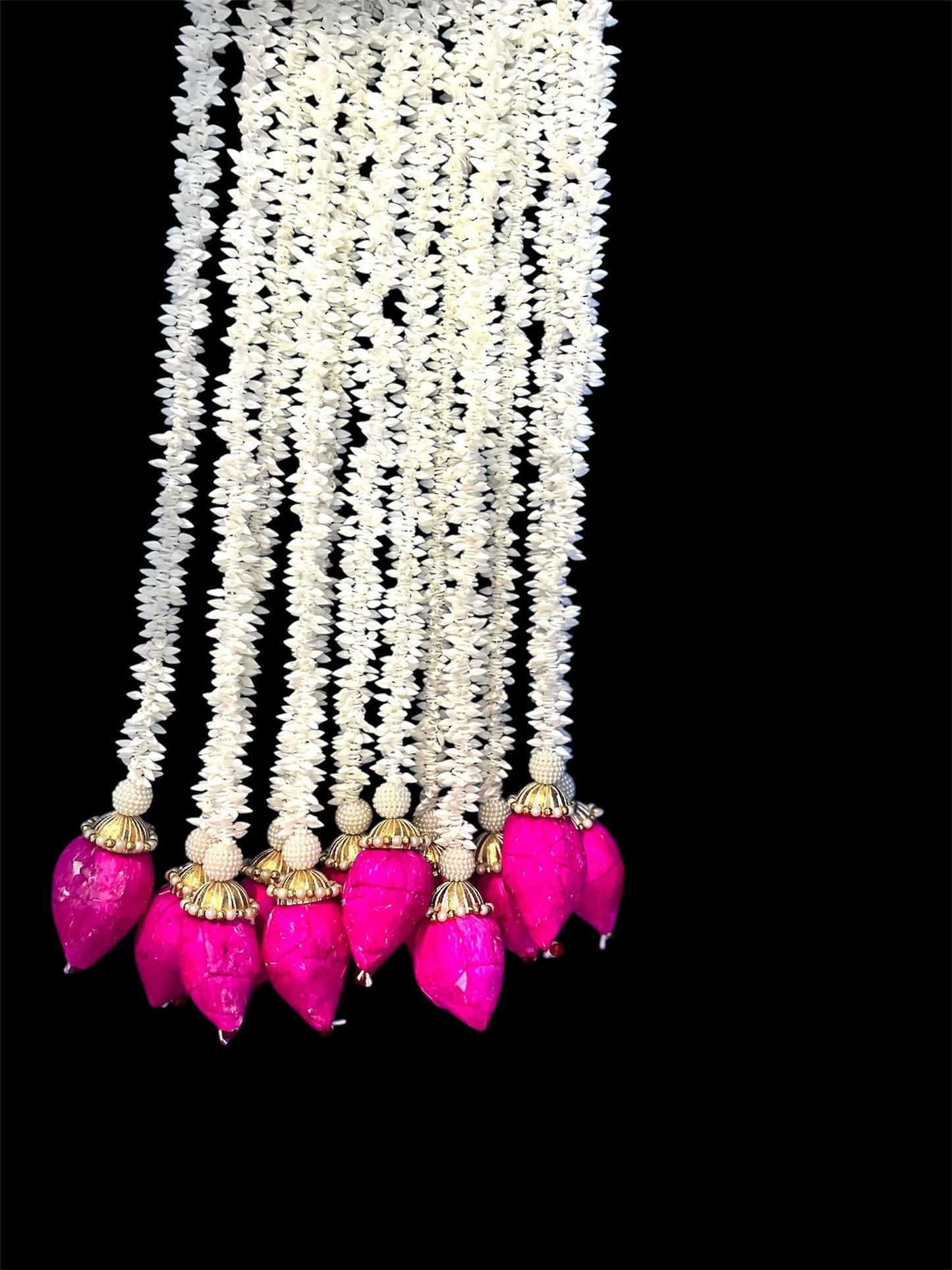 Jasmine Flower with pink rose Hanging Decoration for Weddings and Festive Occasions. Set of 2