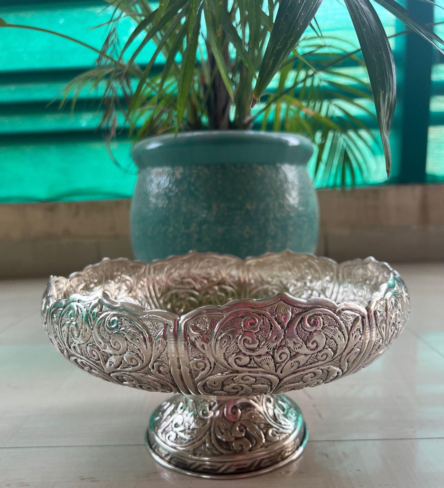 Artisan carved handcrafted fruit stand & platter