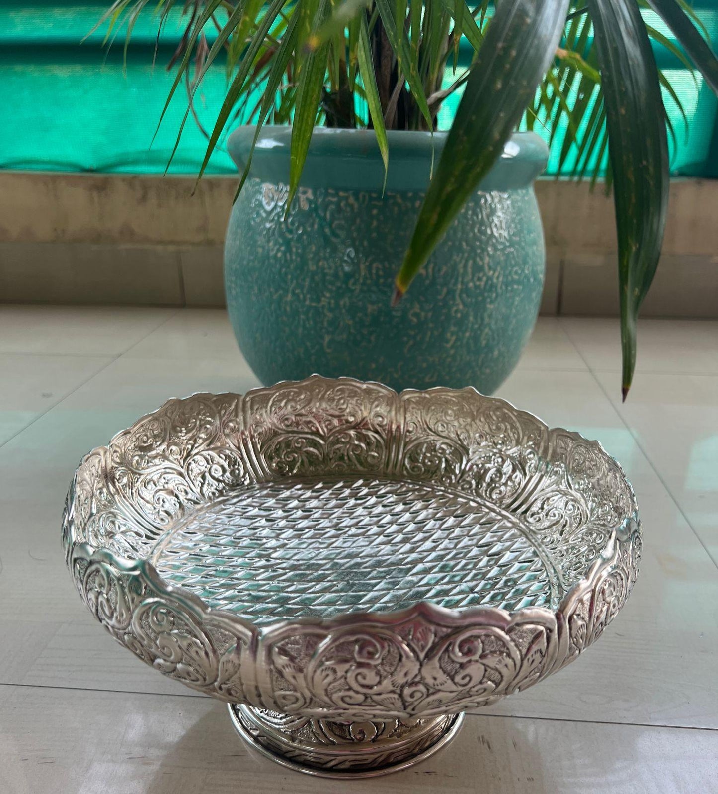 Artisan carved handcrafted fruit stand & platter