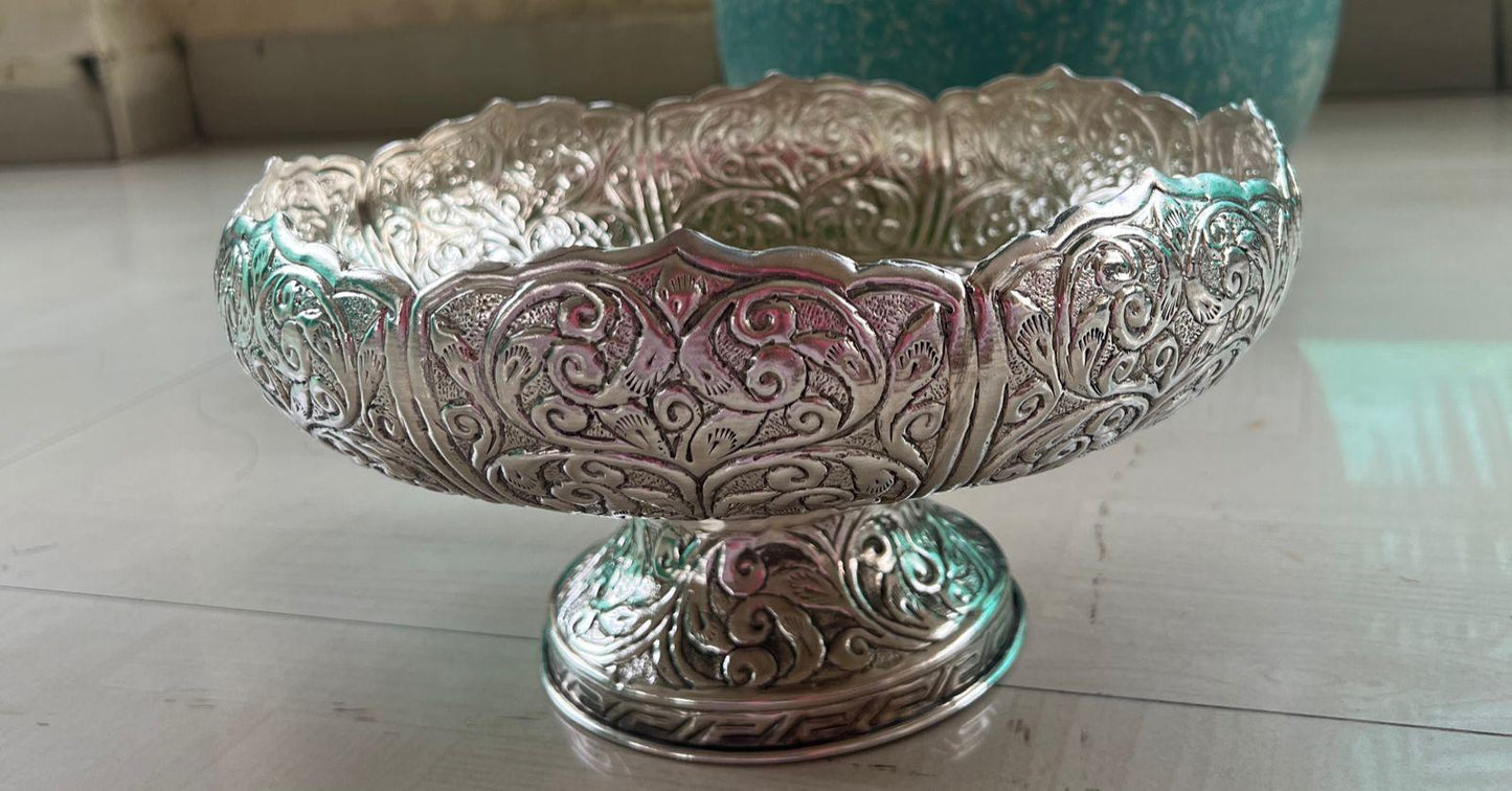 Artisan carved handcrafted fruit stand & platter