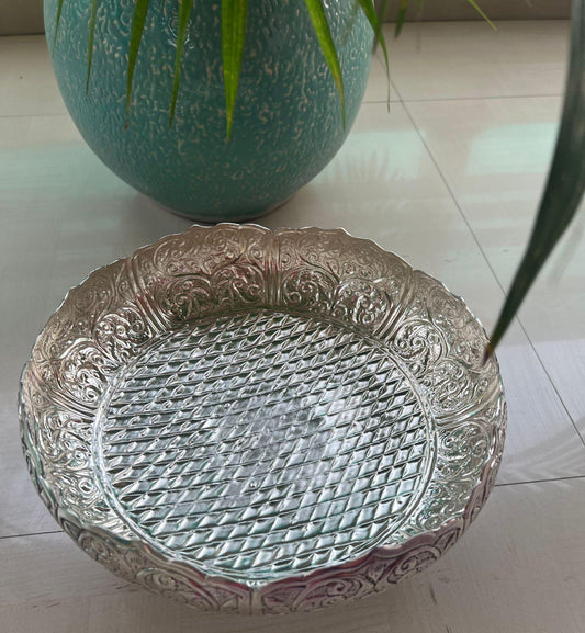 Artisan carved handcrafted fruit stand & platter