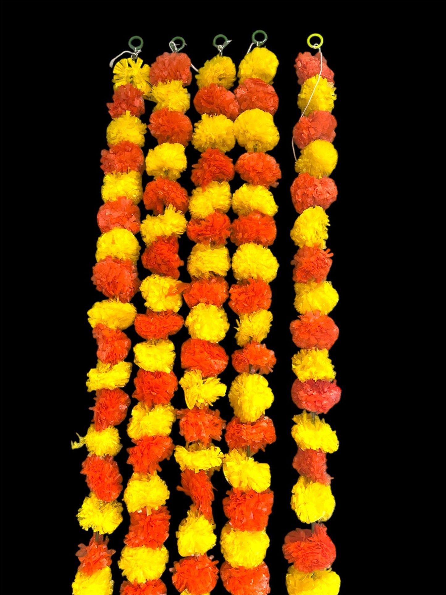 Handmade Orange and yellow marigold floral Hanging Door Decoration for Weddings and Festive Occasions.
