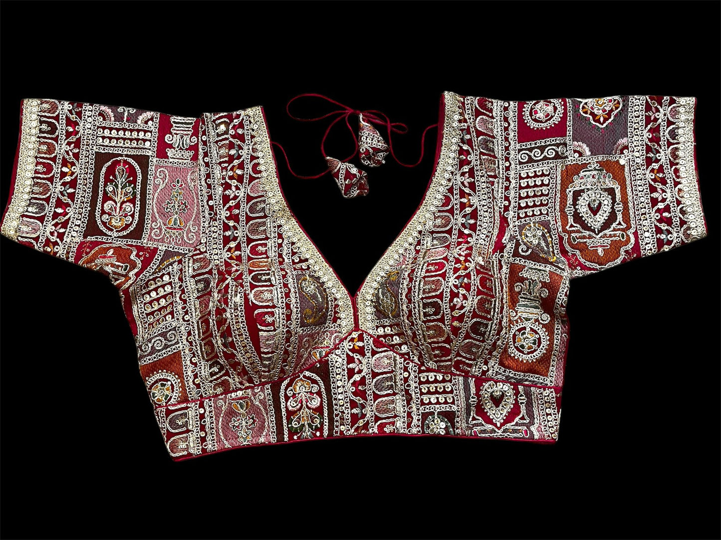 Indian Designer white beads Saree Lehenga Blouse Sleeveless sabyasachi style.