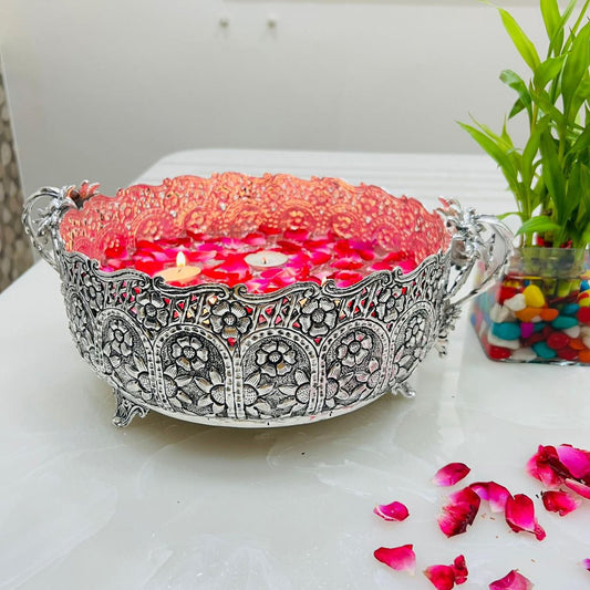 German Silver Decorative Flower Urli