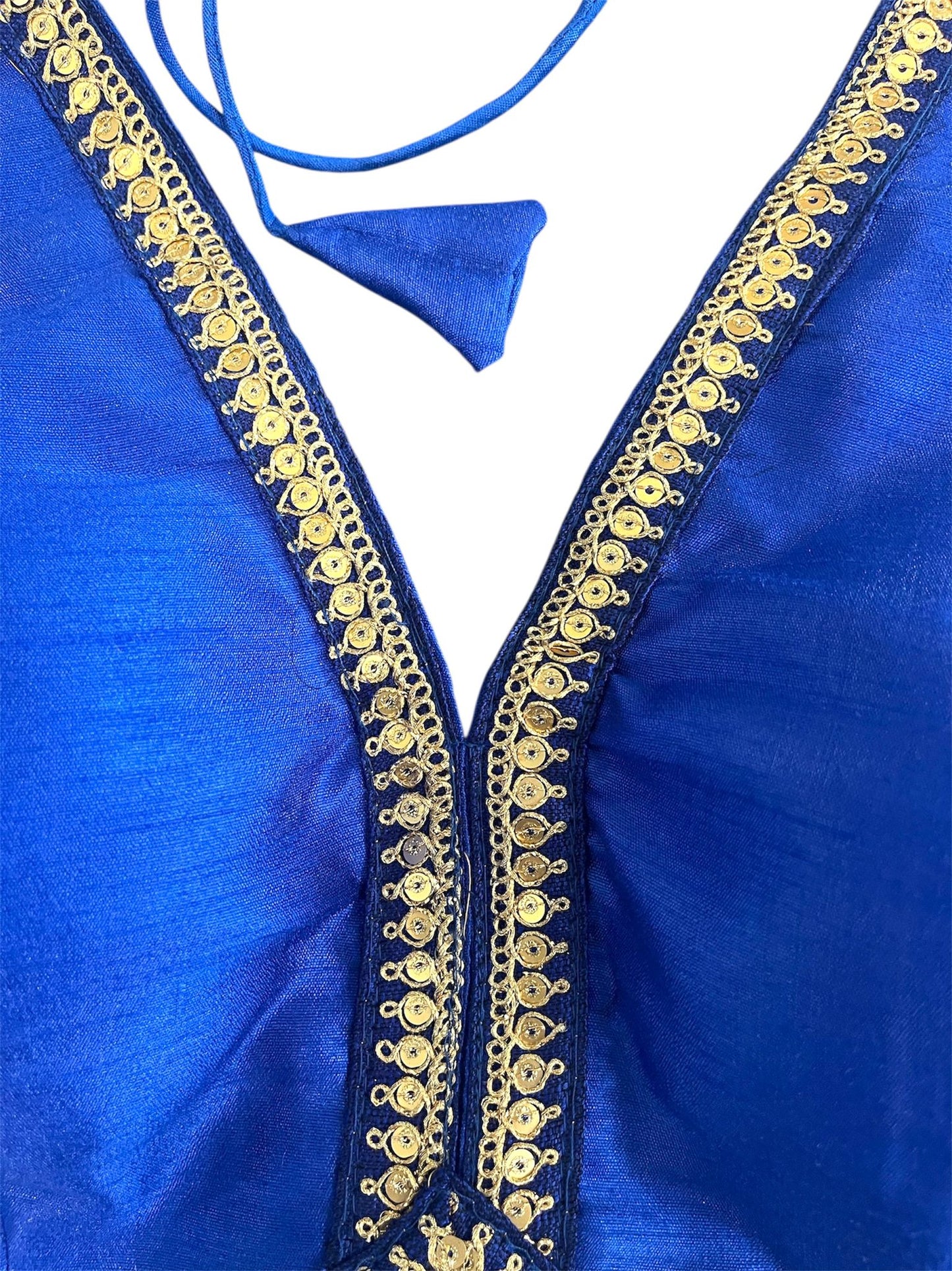 Indian Designer Blue beads Saree Lehenga Blouse Sleeveless sabyasachi style.