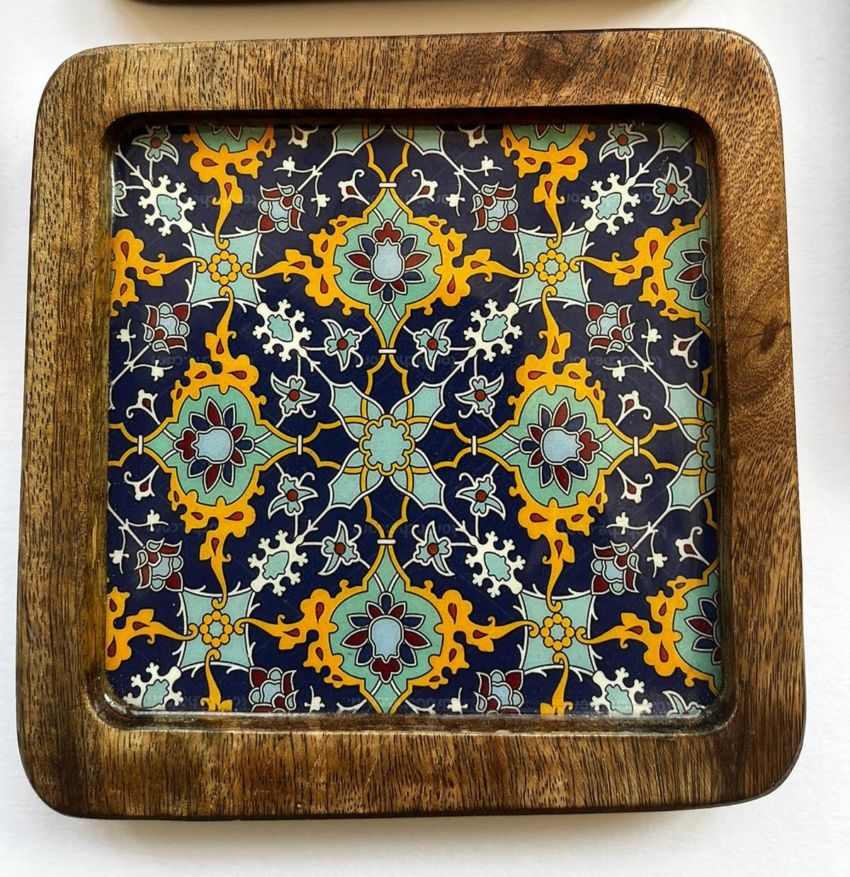 Elegant Wood & Resin 7-Piece Platter Set – Artisanal Serving Collection