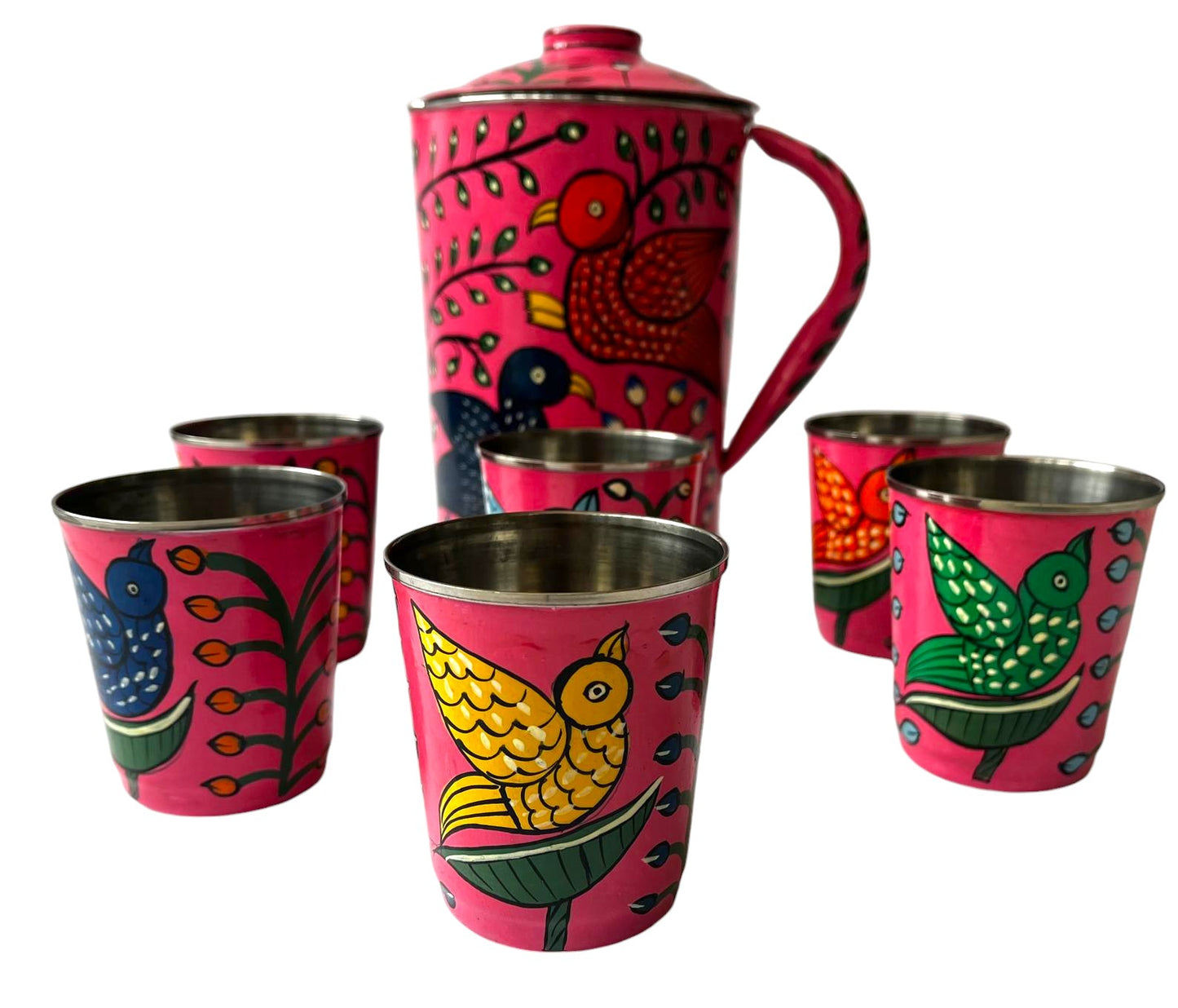 Handpainted Jug & Glass Set for Elegant Entertaining