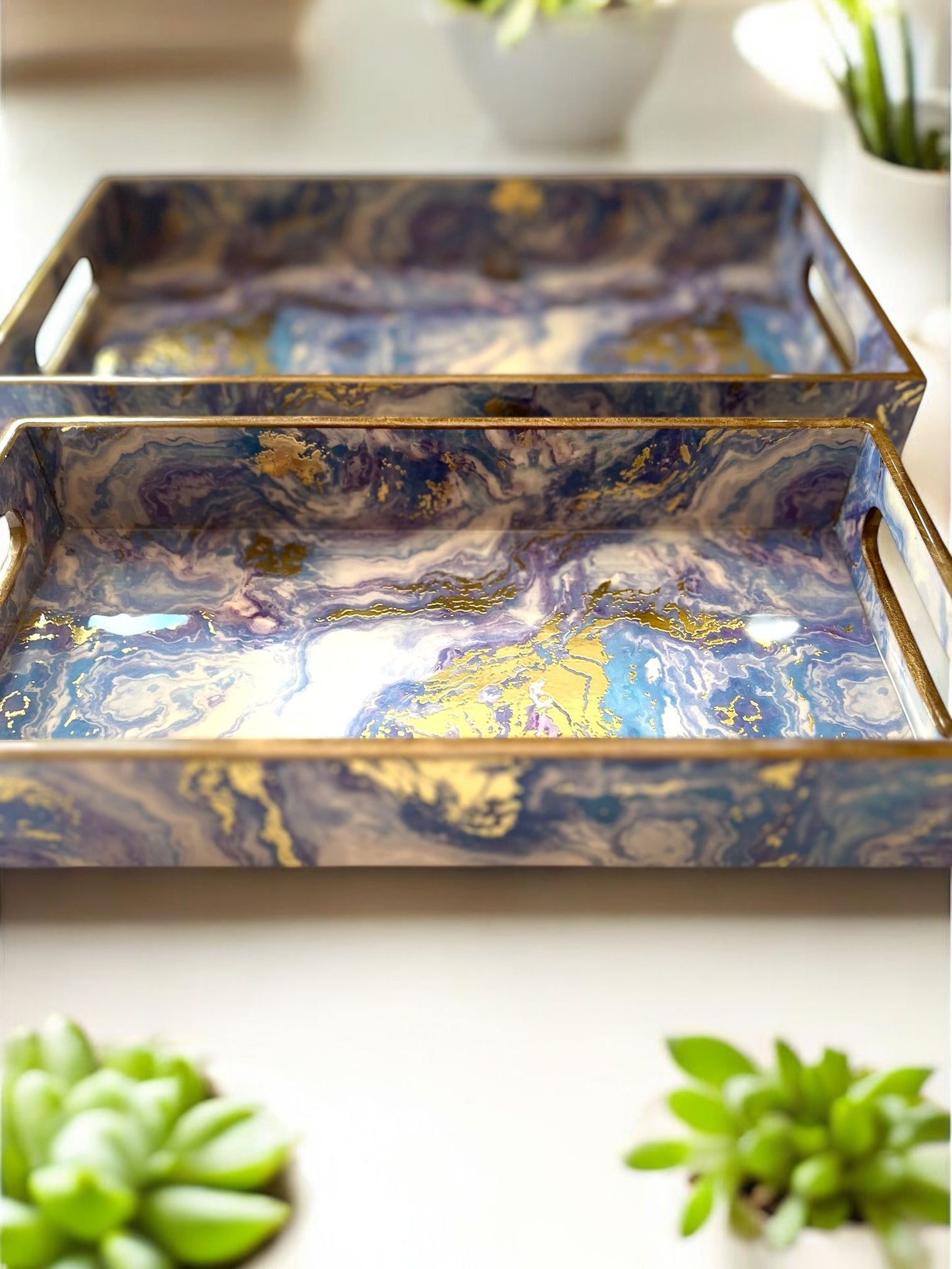 Galaxy Wooden printed serving trays. Set of 3.