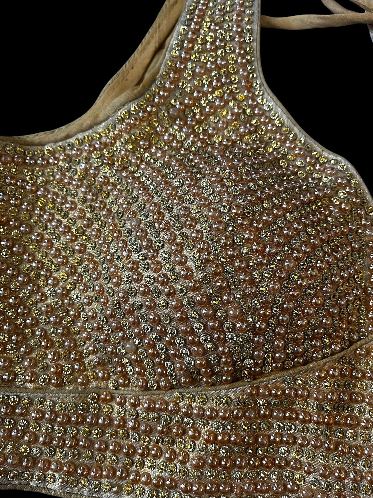 Indian Designer Gold beads Saree Lehenga Blouse Sleeveless sabyasachi style