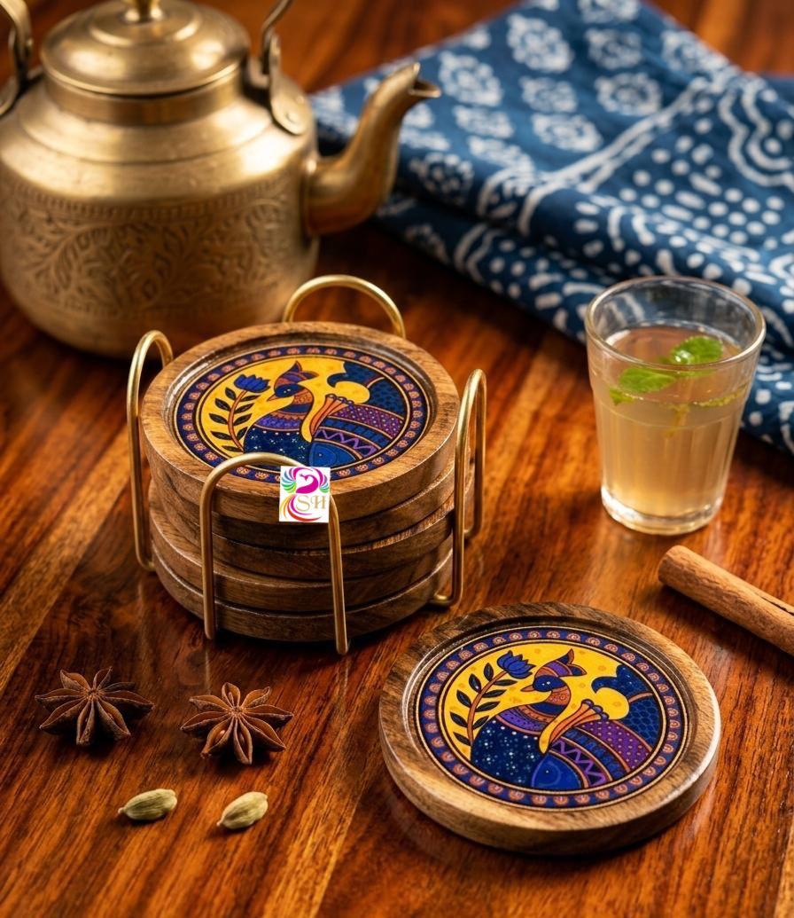 Beautiful wooden tea coaster. Coaster set,Wooden coaster. Set of 6