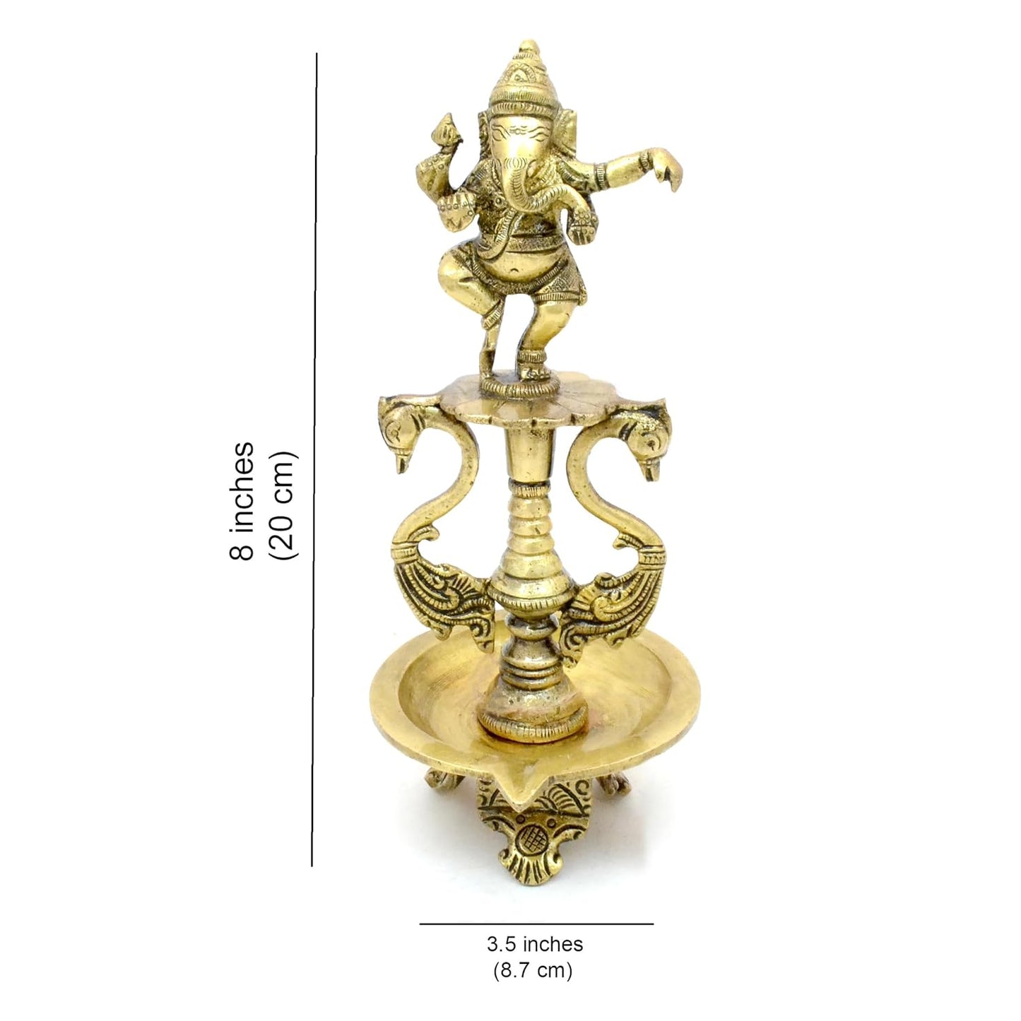 Brass dancing ganesh with gem stone work diya stand