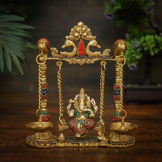 Brass Ganesha on swing