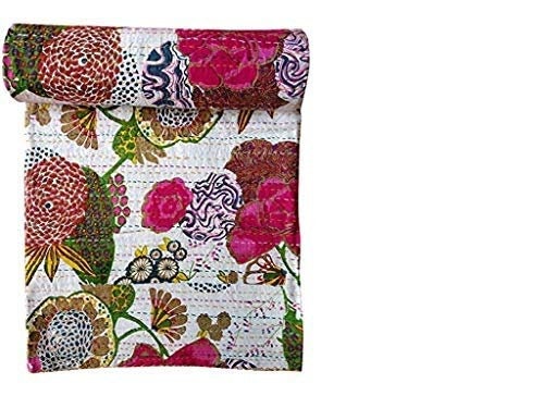 Handstitched Floral printed throw.