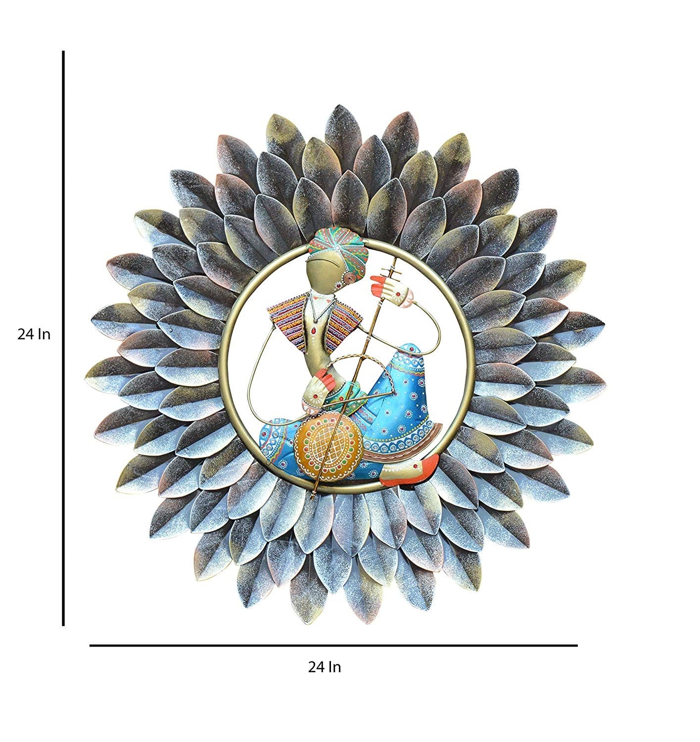 Handcrafted Indian Musician Metal Wall Hanging Art