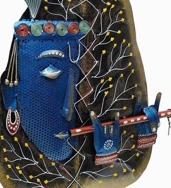 Wrought Iron Lord Krishna Wall Art