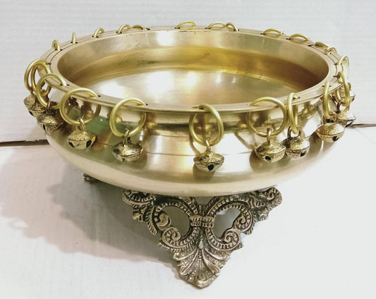 Hanging Bells Design Brass Urli decorative bowl