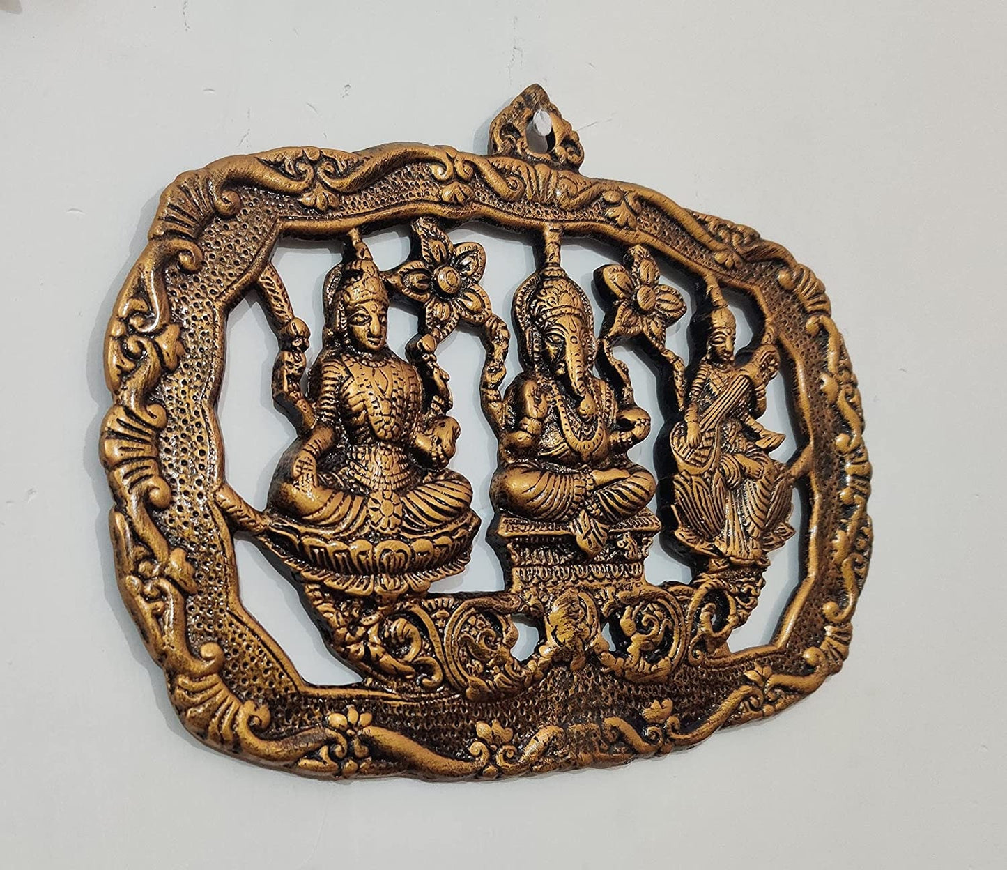 Ganesha Lakshmi Saraswati Idol Wall Hanging