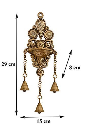 Brass Wall Hanging Diya with hanging bells