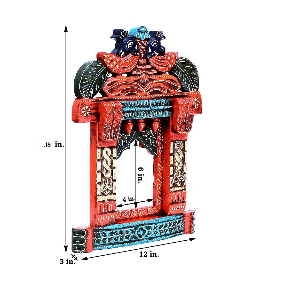 Handcrafted Traditional Hand Painted Jharokha / Wall Decor (Fake Window) Rajasthani Style | Peacock design | Large