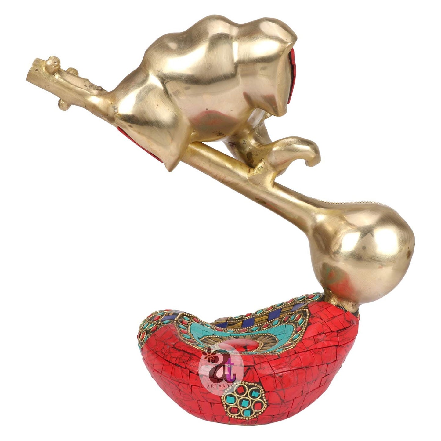 Brass Lord Ganesha playing Sitar idol