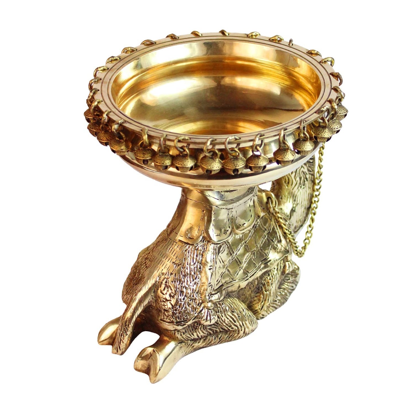 Brass Urli Ethnic Traditional Camel Urli Decorative for Flowers - Round Floating Floral Candles ,
