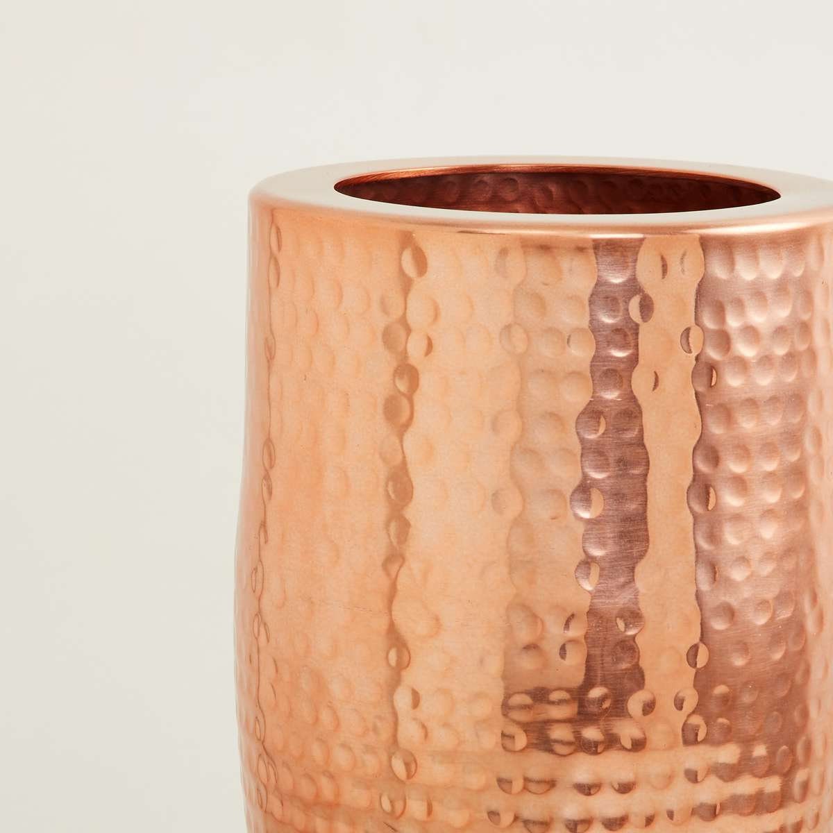 Rose Gold Textured Hammered Metal Tall Vase