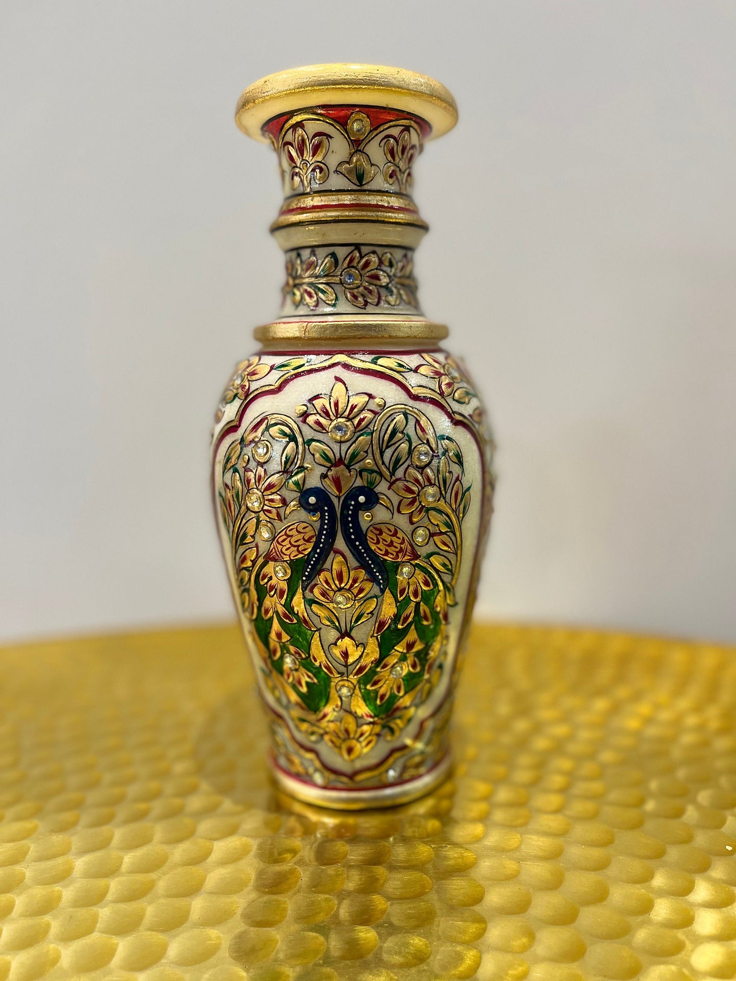 Marble decorative vase with meenakari work