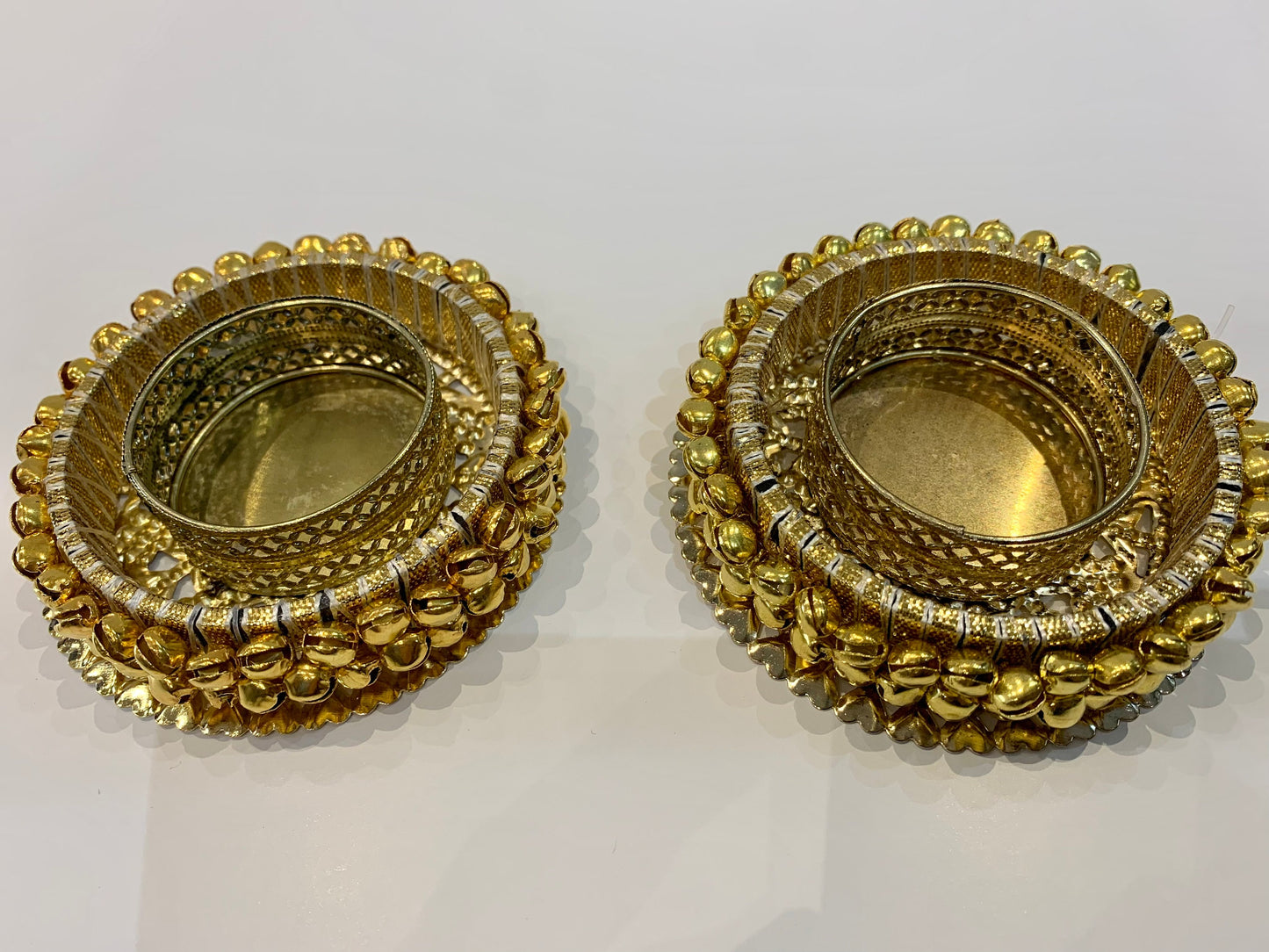 Set of 6, Decorative t-light holder (diya) with beautiful ghungroo. decoration, diya