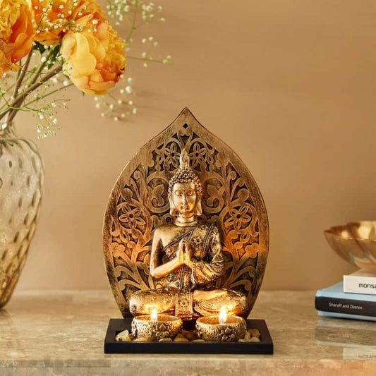 Buddha Figurine with Two T-light Holders