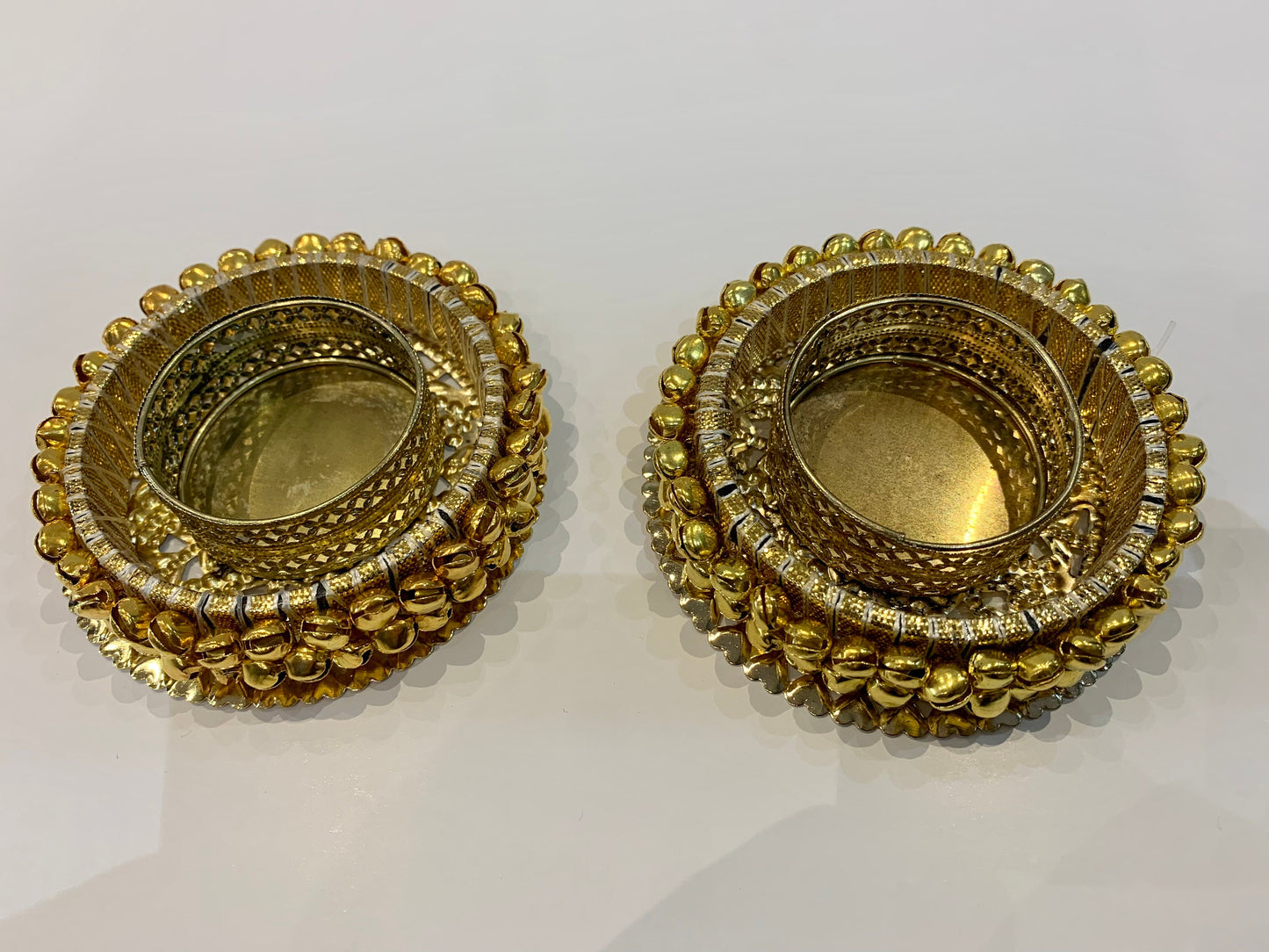 Set of 6, Decorative t-light holder (diya) with beautiful ghungroo. decoration, diya