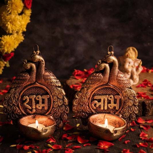 Shubh Labh peacock diwali diya ecofriendly