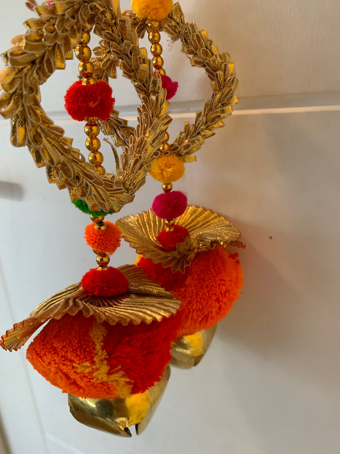 Handmade colourful Hanging Decoration for Weddings and Festive Occasions. Set of 2