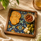 Handcrafted Wooden Serving Platter with Decorative Ceramic Tile Inlay