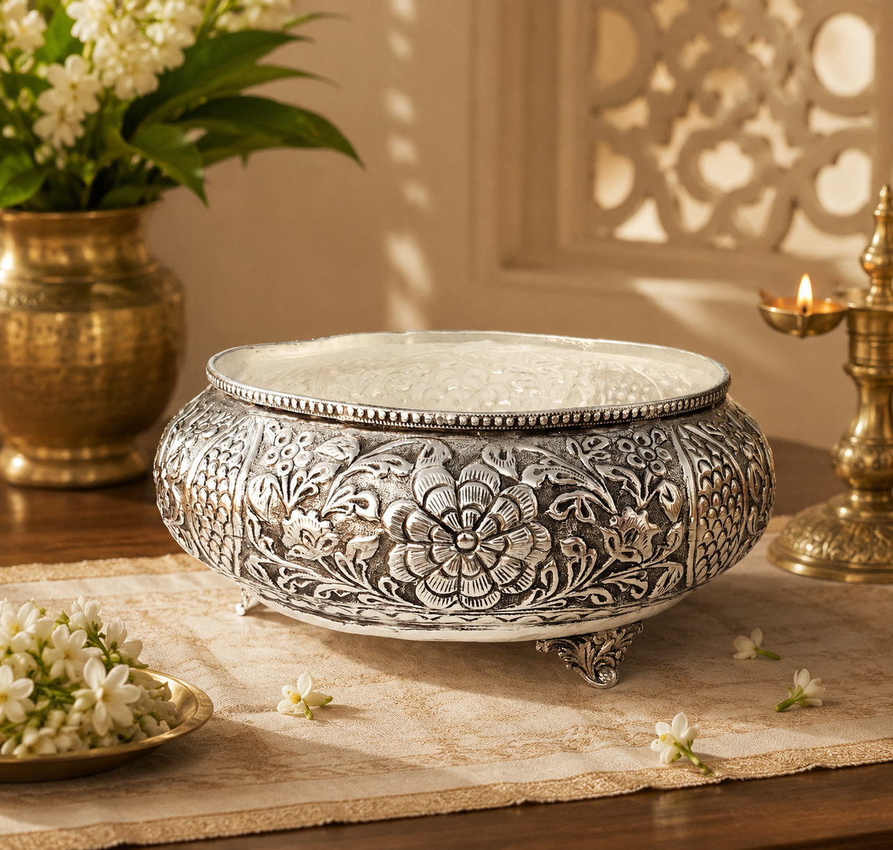 Aaranya Heritage German Silver Urli Bowl