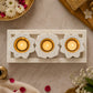 Lotus Marble Diya Set with Tray