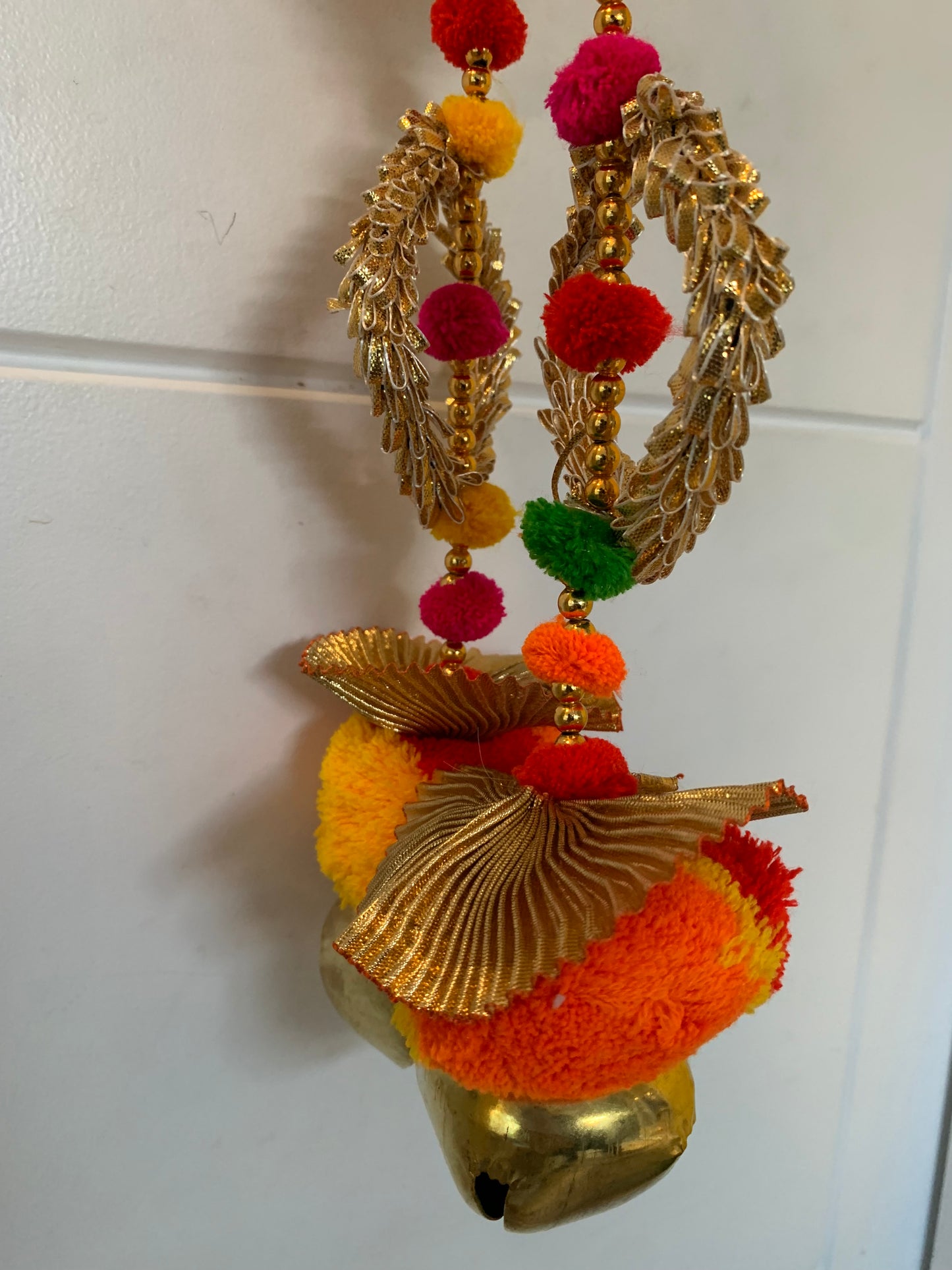 Handmade colourful Hanging Decoration for Weddings and Festive Occasions. Set of 2