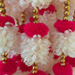 Handmade Red and white floral Hanging Decoration for Weddings and Festive Occasions.