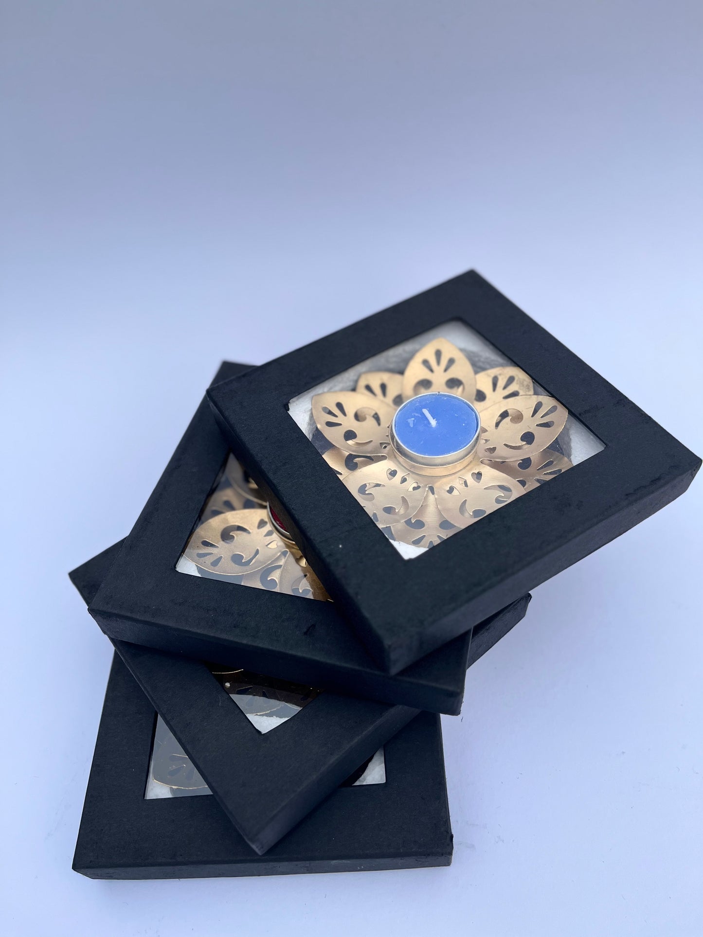 Radiant Flames - Metal laser cut diyas. Set of 2 box