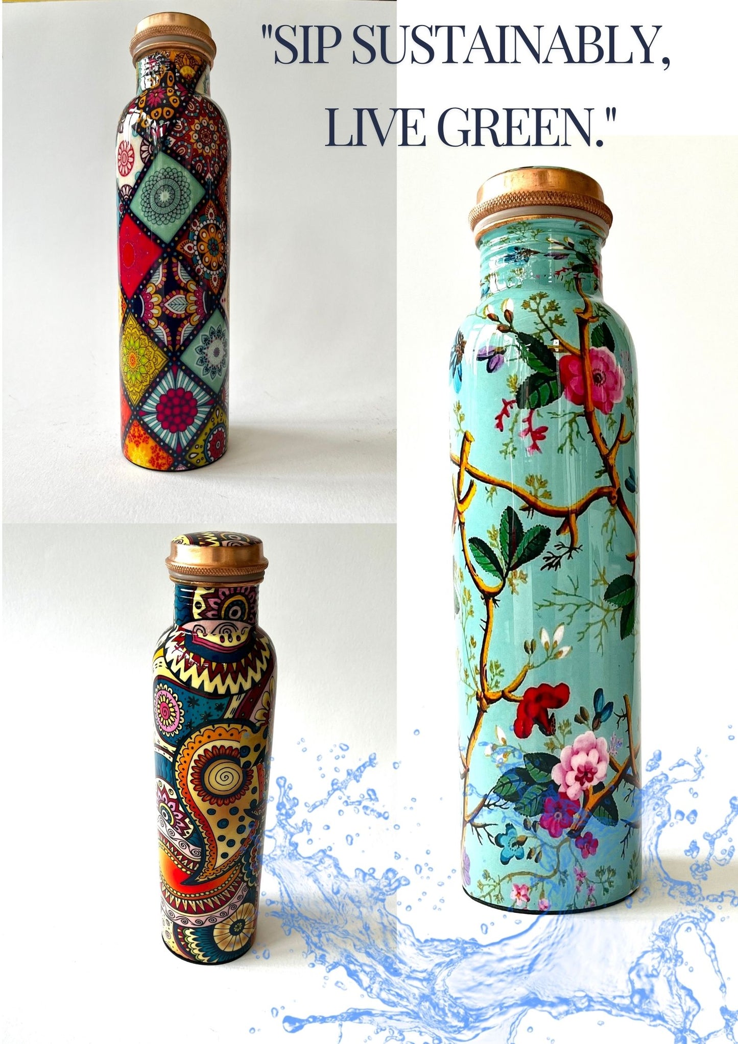 Handcrafted beautiful Copper water bottle.