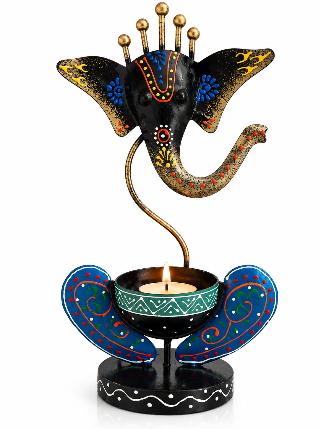 Ganesha Glow – Hand-Painted Decorative Tealight Holder