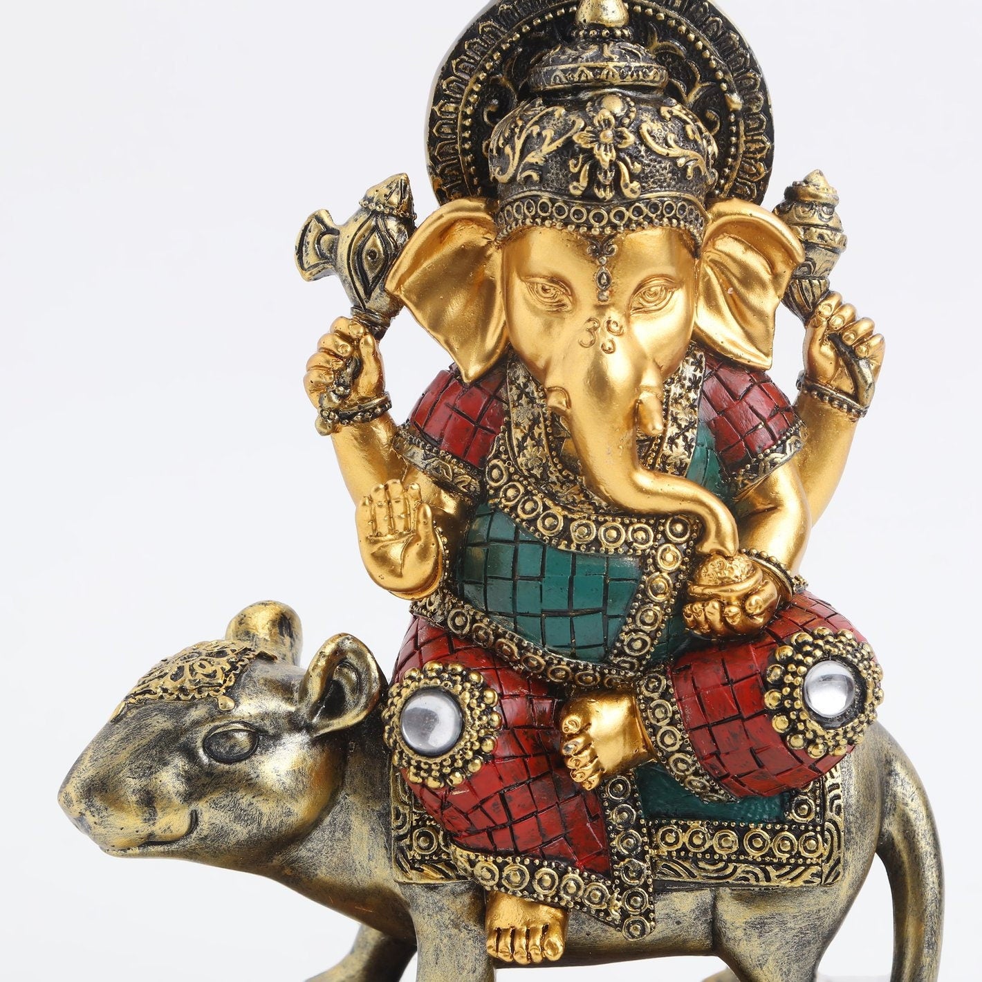 Divine lord Ganesha on his ride. Hindu god/Indian home/Diwali decor