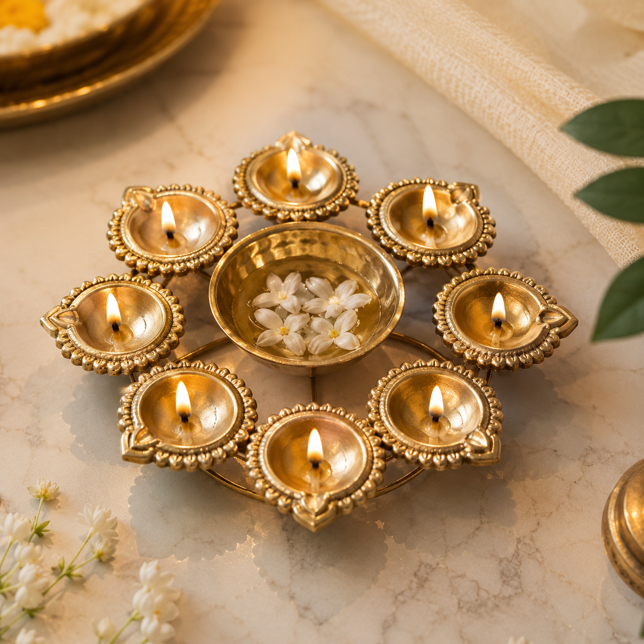 Festive Gold Urli Centerpiece.