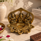 Divine Lakshmi Ganesha Saraswati Multi Diya – Antique Gold