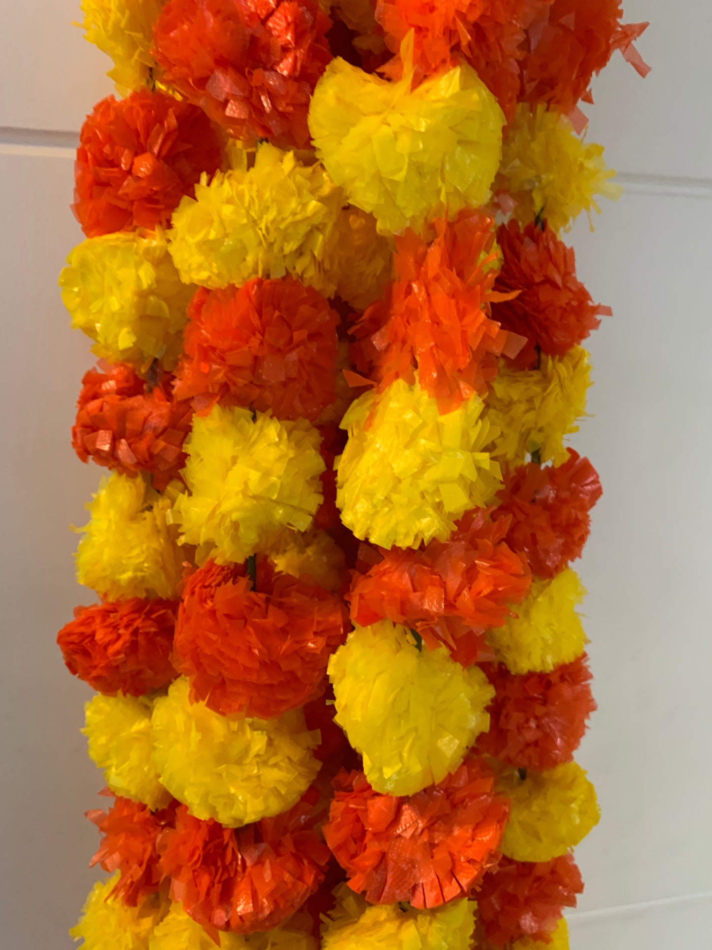 Handmade Orange and yellow marigold floral Hanging Door Decoration for Weddings and Festive Occasions. (Tooran) Set of 2 pcs